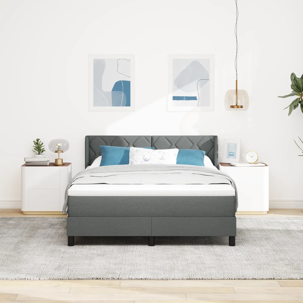 vidaXL Κρεβάτι με Στρώμα Σκούρο Γκρίζο 160x200 εκ. από Ύφασμα
