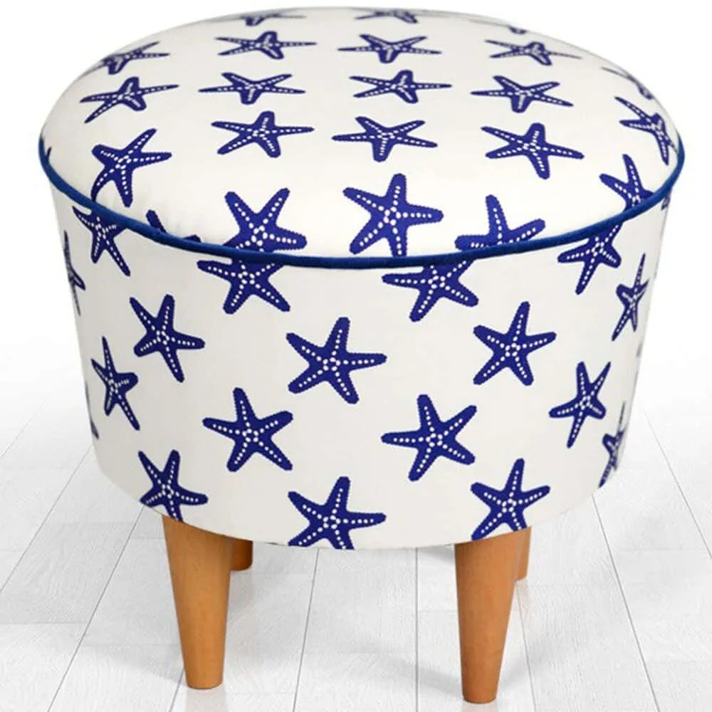 Σκαμπό Cunda 209FLF1217 42x42cm White-Blue