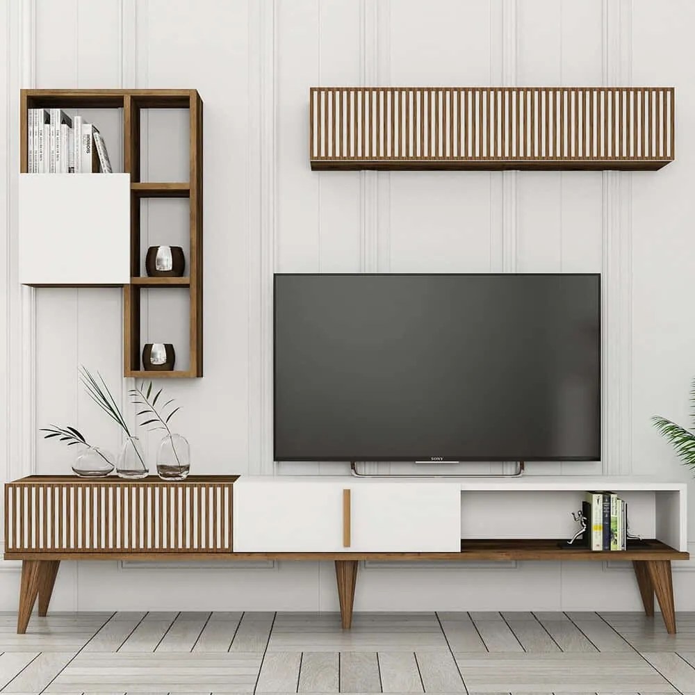 Σύνθεση Τηλεόρασης Milan 845HCT3109 180x35x40cm Walnut-White