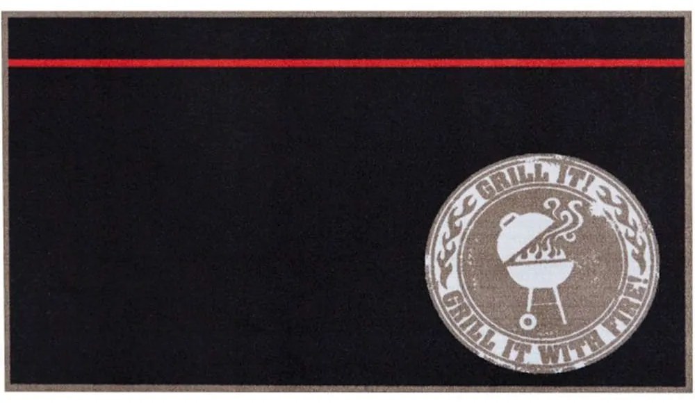 Χαλάκι Κουζίνας Bbq Mat 107 Grill In With Fire 67X120cm Black Sdim 67X120cm Polyamide