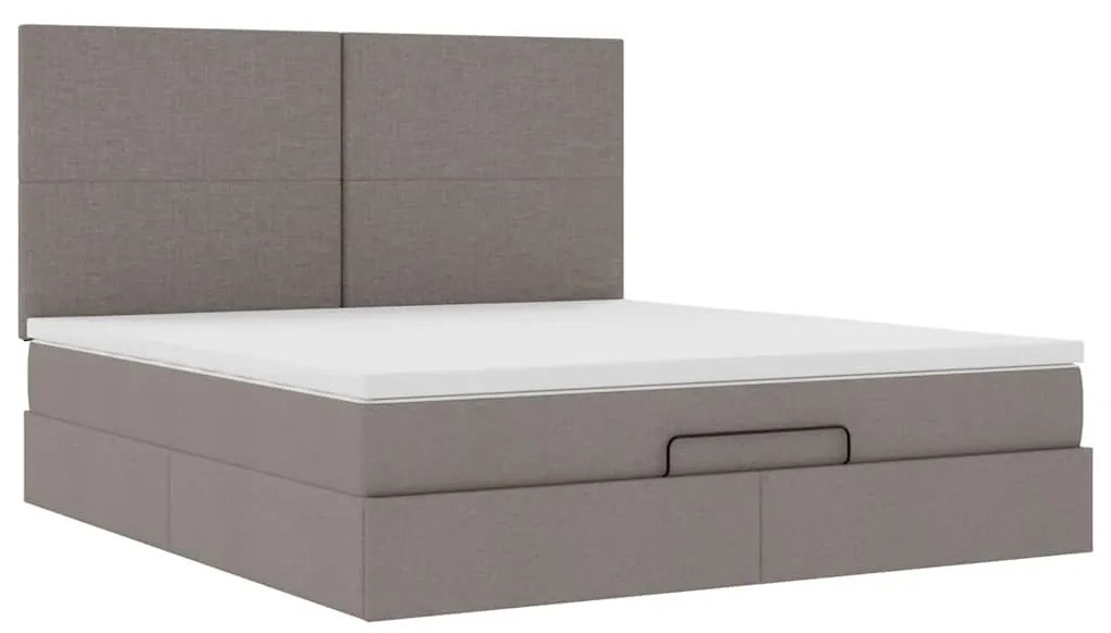 vidaXL Οθωμανικό κρεβάτι με στρώμα Taupe 160x200cm ύφασμα