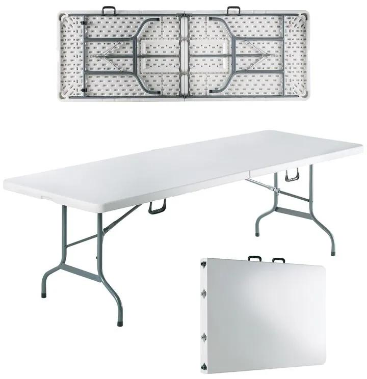 BLOW-R Τραπέζι Συνεδρίου - Catering Πτυσσόμενο (Βαλίτσα), Μέταλλο Βαφή Γκρι, HDPE Άσπρο  240x85x75cm [-Άσπρο/Γκρι-] [-Μέταλλο/PP - ABS - Polywood-] ΕΟ182,1