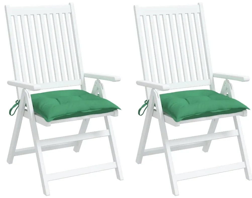 vidaXL Μαξιλάρια Καρέκλας Κήπου 2 τεμ. Πράσινα 40x40x7 εκ. Υφασμάτινα