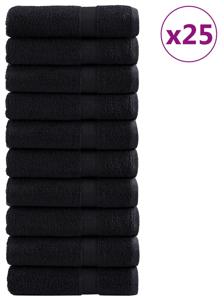 vidaXL Πετσέτες ντους 25 pcs Μαύρο 70 x 140 cm Βαμβάκι