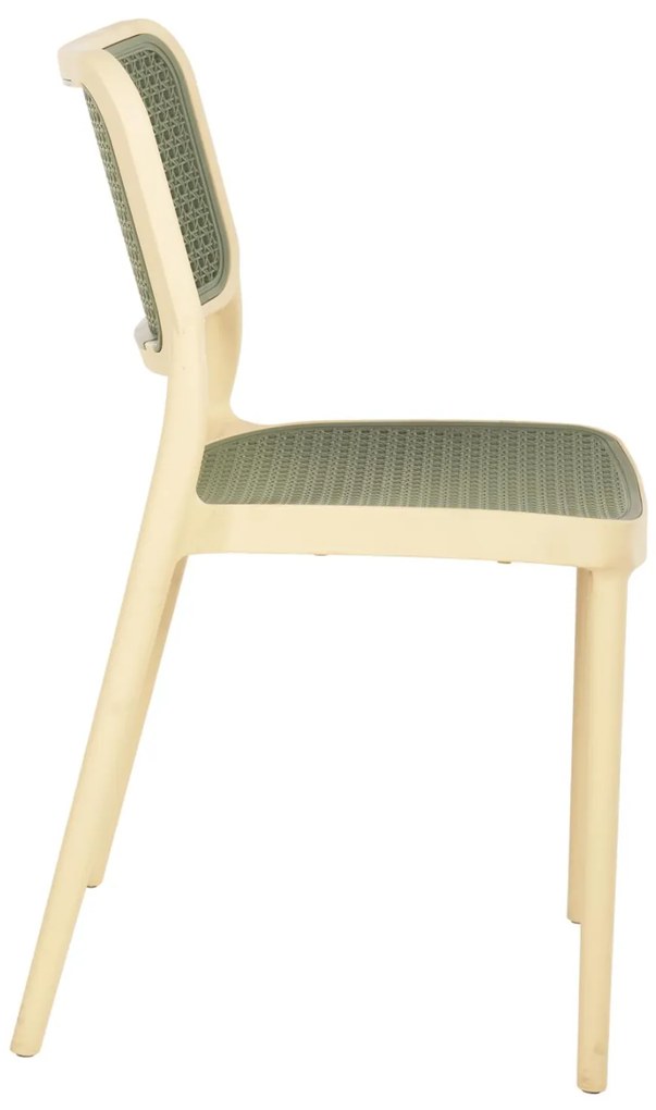 Καρέκλα MEKO C5934.04 Πολυπροπυλενίου Μπέζ με Ψάθα Olive Green 41x49x102Υ εκ. 41x49x102 εκ.