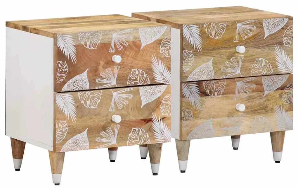 vidaXL Κομοδίνα 2 τεμάχια 40x33,5x46 cm μασίφ ξύλο Mango