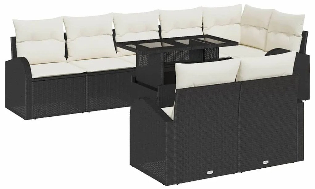 vidaXL Σετ Καναπέ Κήπου με αποθήκευση 9 pcs Μαύρο Πολυ ράταν