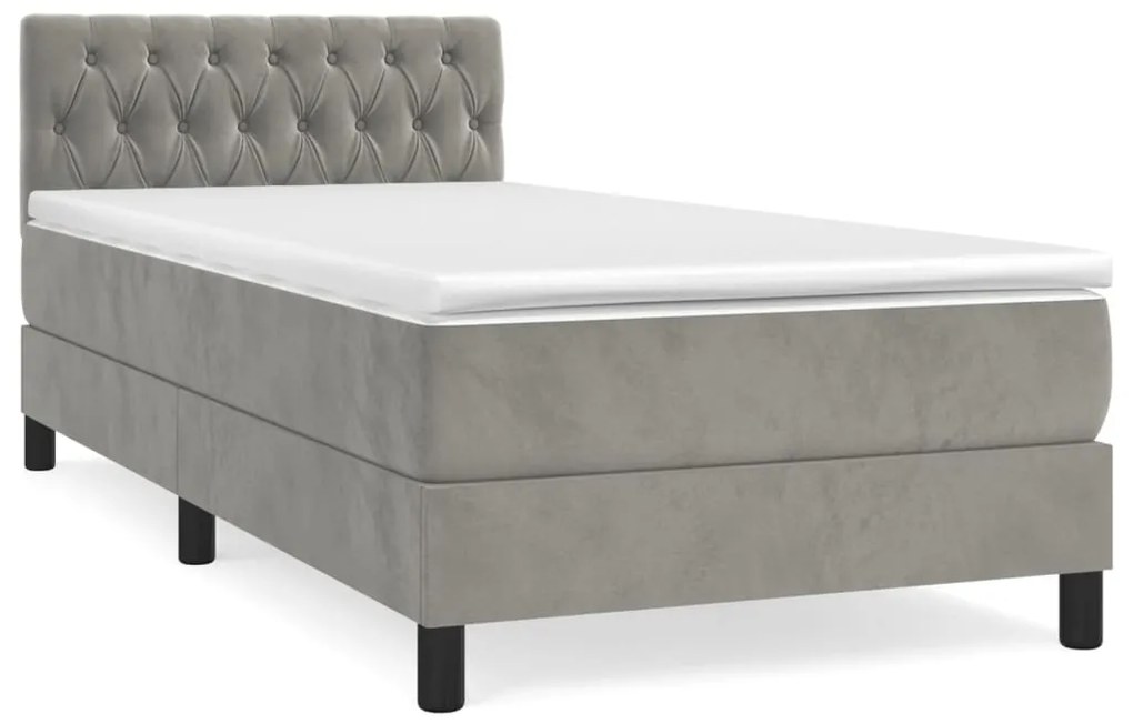 ΚΡΕΒΑΤΙ BOXSPRING ΜΕ ΣΤΡΩΜΑ ΑΝΟΙΧΤΟ ΓΚΡΙ 90X190 ΕΚ. ΒΕΛΟΥΔΙΝΟ 3141455