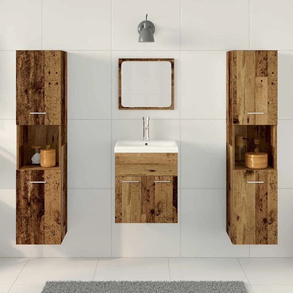 vidaXL Σετ Επιπλών Μπάνιου με πόρτα 4 pcs Παλιό Ξύλο 41 x 38.5 x 46 cm