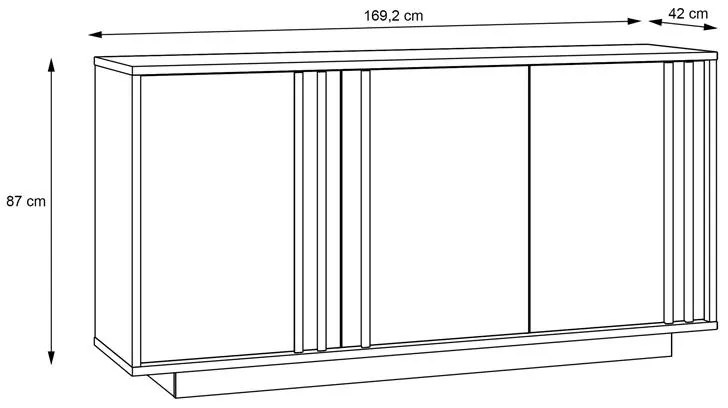 Μπουφές Chesto μελαμίνη σε λευκή και oak απόχρωση 169.2x42x87εκ 169.2x42x86.9 εκ.