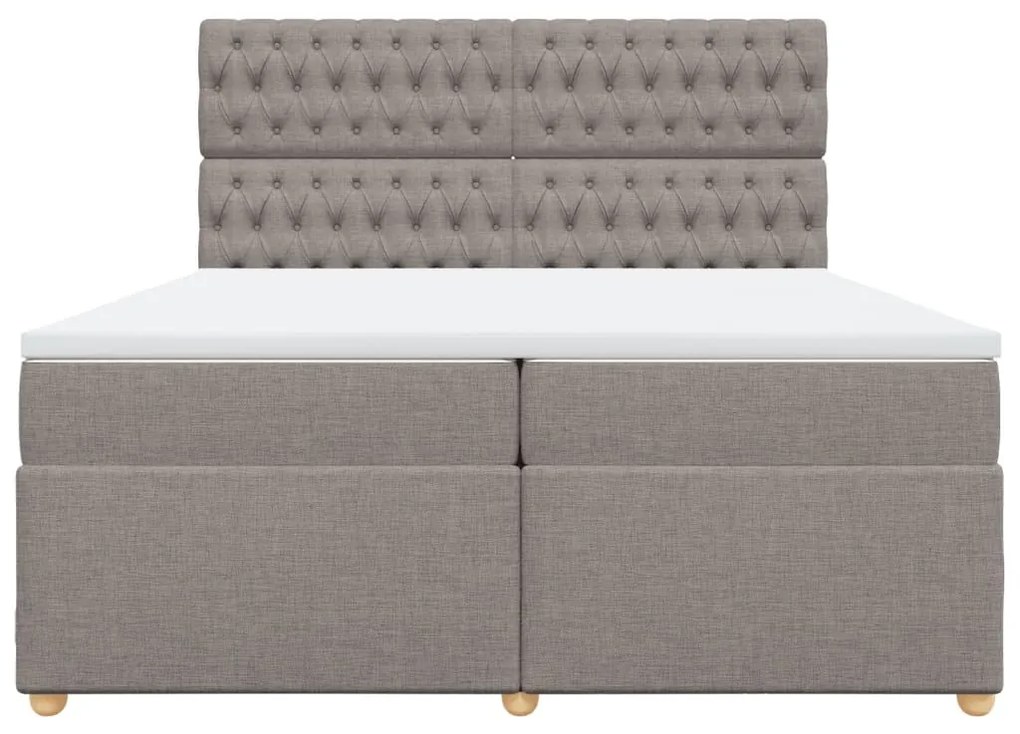 Κρεβάτι Boxspring με Στρώμα Taupe 200x200 εκ. Υφασμάτινο - Μπεζ-Γκρι