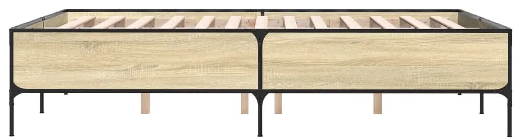 vidaXL Πλαίσιο Κρεβατιού Sonoma Δρυς 140x200 εκ. Επεξ. Ξύλο &amp; Μέταλλο