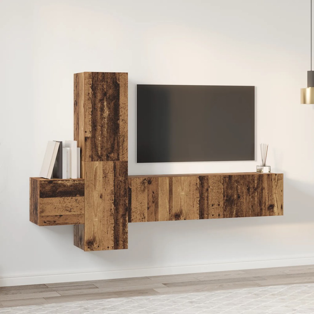 vidaXL Σετ επίπλου τηλεόρασης 5 pcs Παλαιό ξύλο Μέγεθος: Μεσαίο