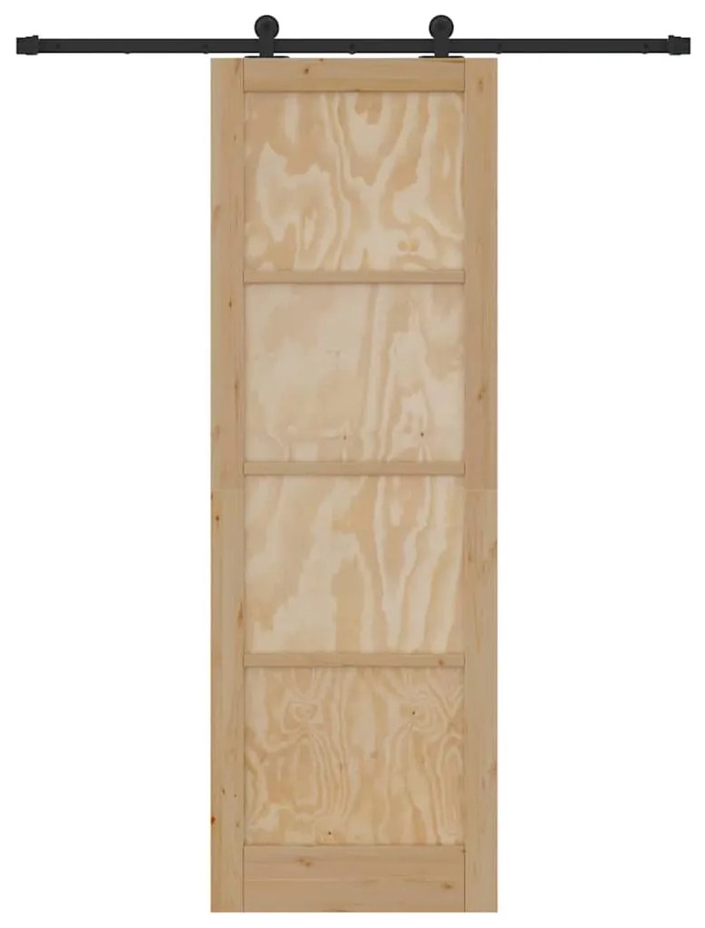 vidaXL Σετ Συρόμενης Πόρτας Φυσικό και μαύρο 78 x 232 cm