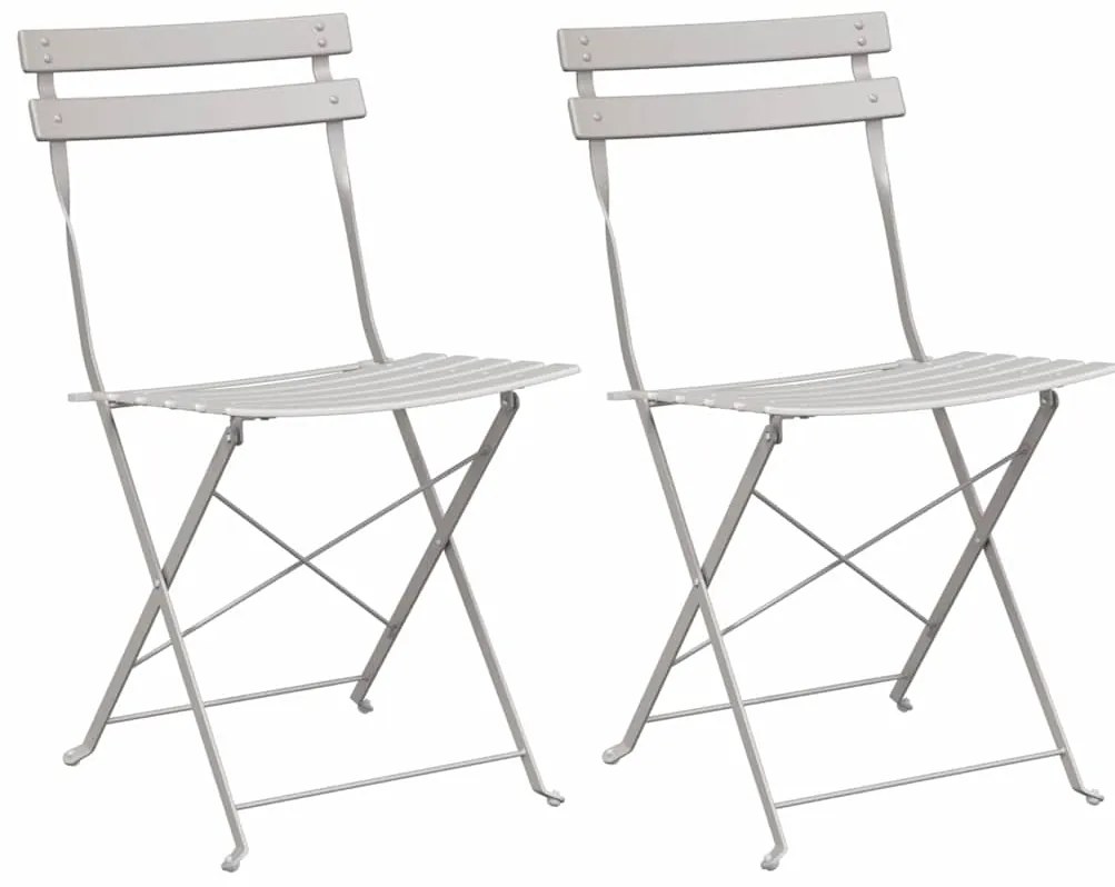 vidaXL Πτυσσόμενη Καρέκλα Κήπου 2 pcs Μπεζ 42 x 46 x 82εκ Μέταλλο