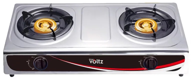 Διπλή εστία υγραερίου Oliver Voltz OV51454AD, 5.4 kWh, 30 mbar, Αυτόματη ανάφλεξη, Χυτοσίδηρος καυστήρας x 2, Inox