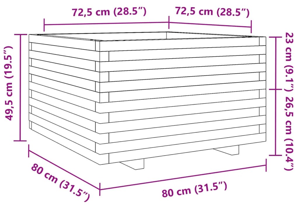 ΖΑΡΝΤΙΝΙΕΡΑ ΚΗΠΟΥ 80X80X49,5 ΕΚ. ΑΠΟ ΕΜΠΟΤΙΣΜΕΝΟ ΞΥΛΟ ΠΕΥΚΟΥ 3282533