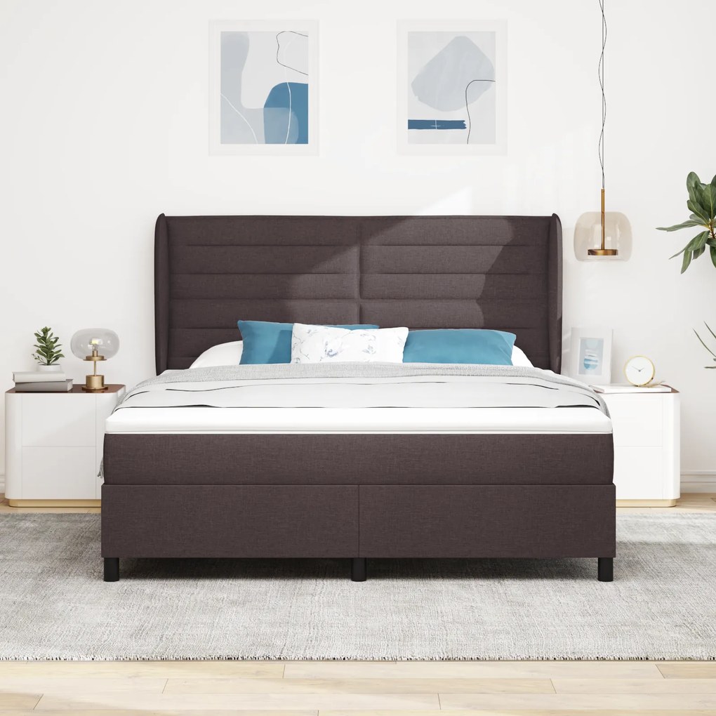 vidaXL Κρεβάτι με Στρώμα Σκούρο Καφέ 180x200 εκ. Υφασμάτινο