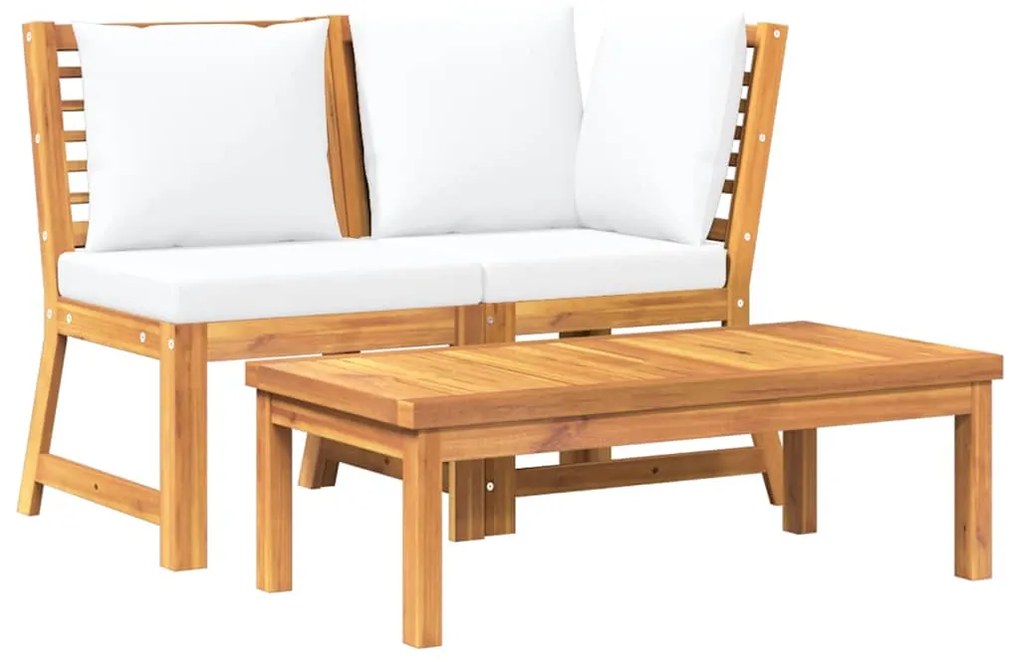 vidaXL Σαλόνι Κήπου 3 τεμ. από Μασίφ Ξύλο Ακακίας με Κρεμ Μαξιλάρια