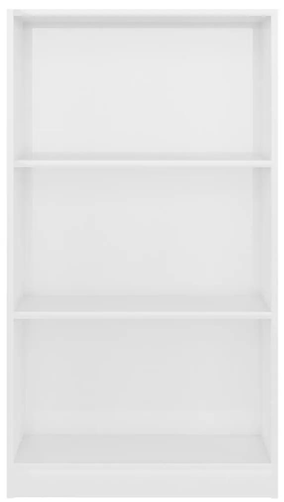 Βιβλιοθήκη με 3 Ράφια Γυαλ. Λευκό 60x24x109 εκ. Επεξεργ. Ξύλο - Λευκό