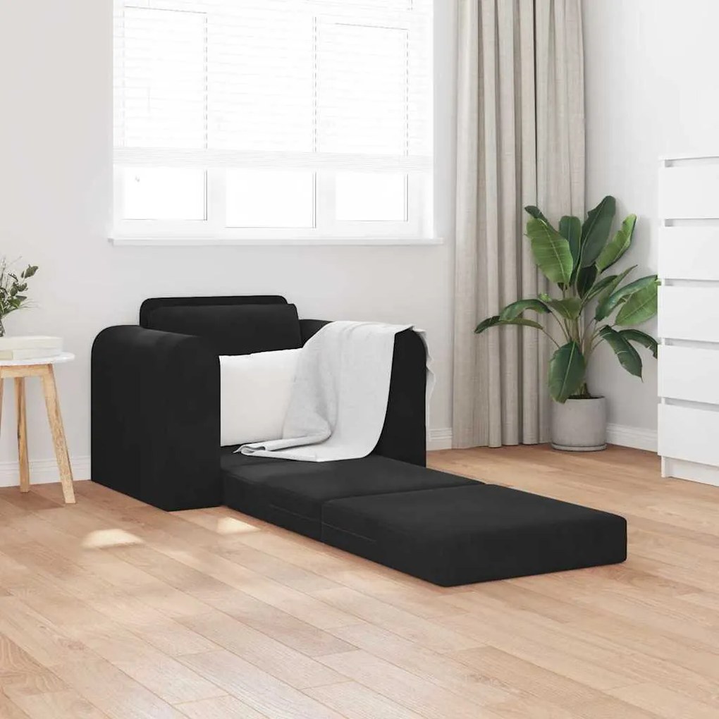 vidaXL Καθίσμα Σαλονιού Κρεβάτι 2-in-1 Μαύρο 98x71x83 εκ. Βελούδο