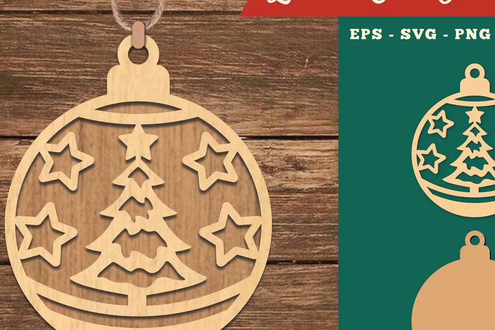 Intra απο ξύλο plywood 3mm-4mm πάχος Στολίδι με λέιζερ χριστουγεννιάτικη μπάλα 2 Δίασταση 8x8 cm INTRAFABR-109982378