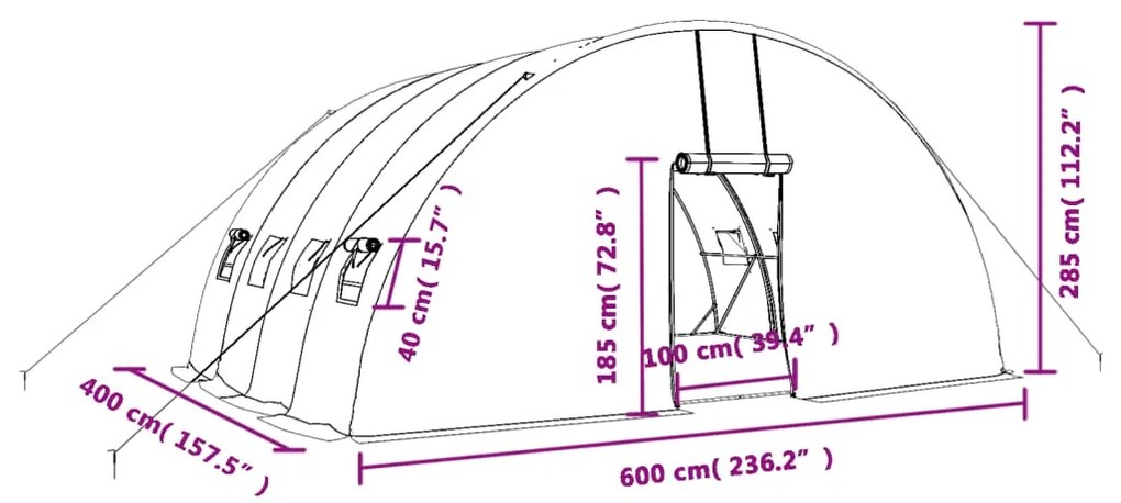 ΘΕΡΜΟΚΗΠΙΟ ΜΕ ΑΤΣΑΛΙΝΟ ΠΛΑΙΣΙΟ ΛΕΥΚΟ 24 Μ² 6 X 4 X 2,85 Μ. 3188116