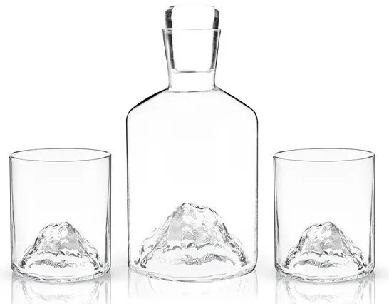 Viski Mountain Crystal Καραφάκι Και Σετ 2 Ποτηριών Tumblers