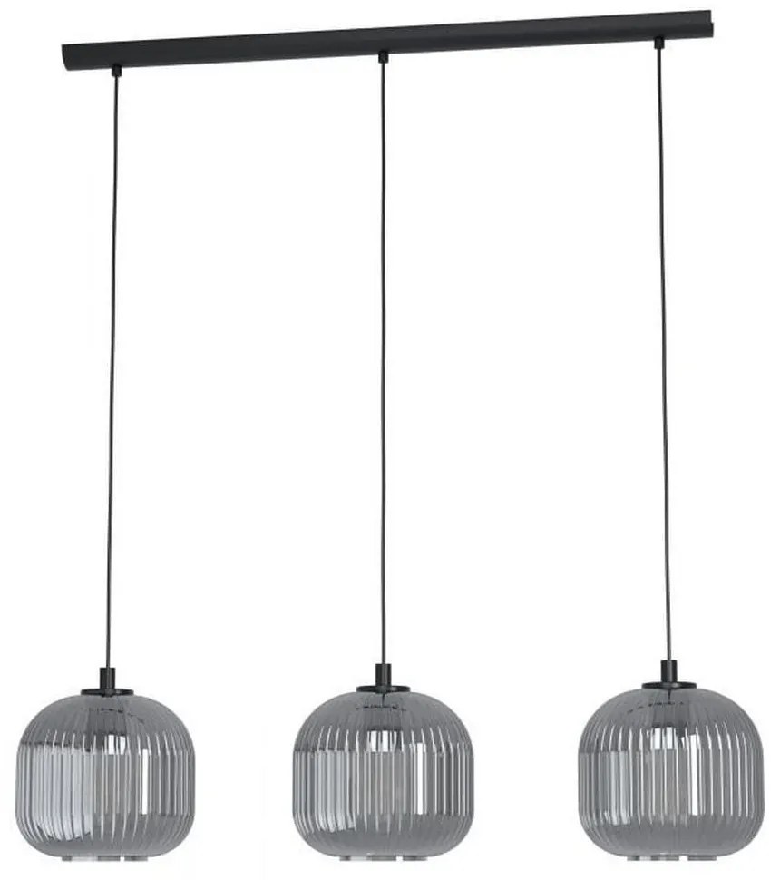 Φωτιστικό Οροφής-Ράγα Mantunalle 1 99372 Black-Clear Eglo Metal, Glass