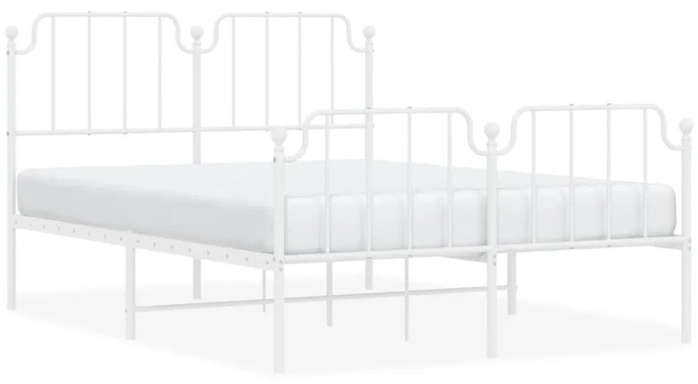 Πλαίσιο Κρεβατιού με Κεφαλάρι/Ποδαρικό Λευκό 140x200εκ. Μέταλλο - Λευκό