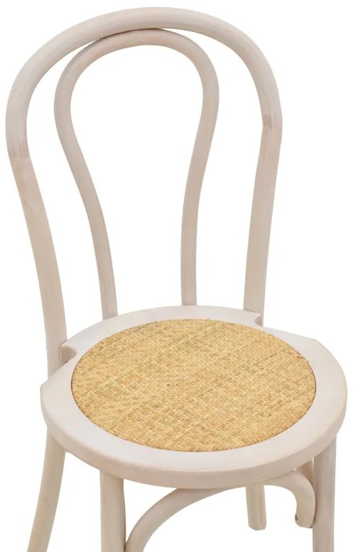 Καρέκλα Azhel pakoworld white wash ξύλο οξιάς-έδρα φυσικό rattan 41x50x89εκ