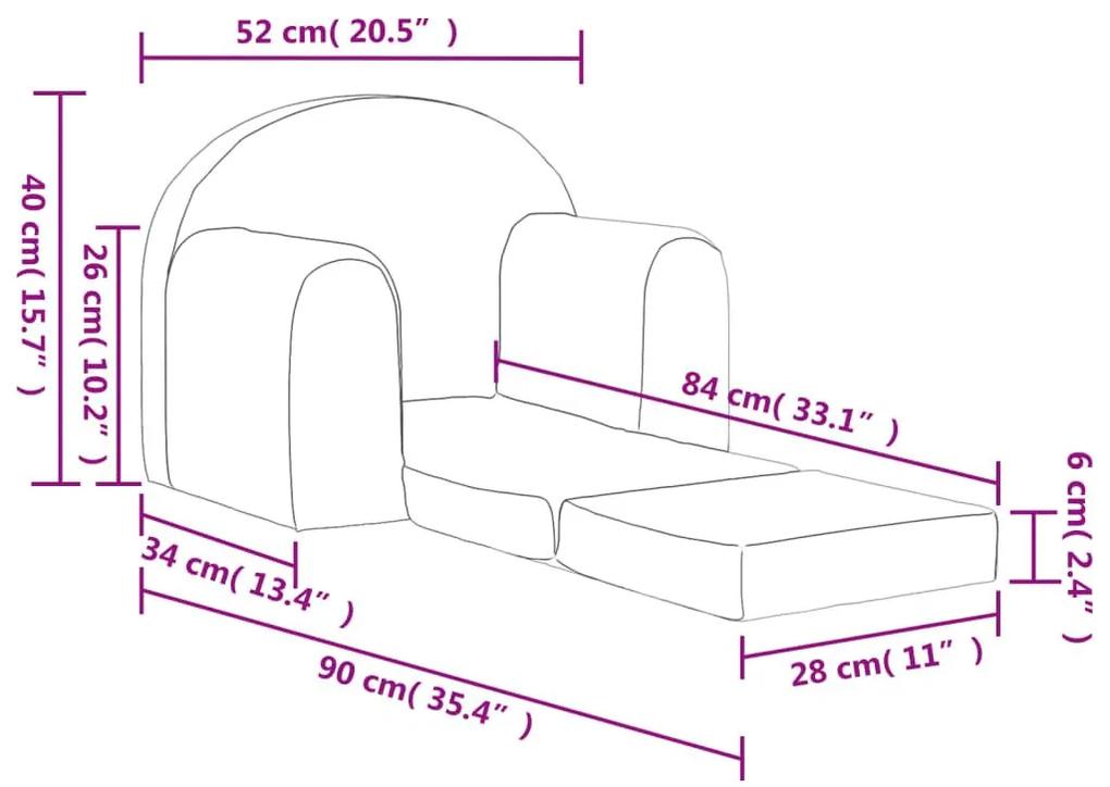 Καναπές/Κρεβάτι Παιδικός Ανοιχτό Γκρι από Μαλακό Βελουτέ Ύφασμα - Γκρι