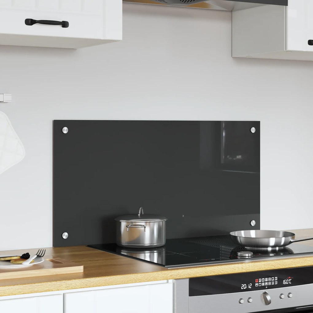 vidaXL Κουζίνα Πίσω τοίχωμα Σκούρο Γκρι 80x40x0,6 εκ Σκληρυμένο Γυαλί