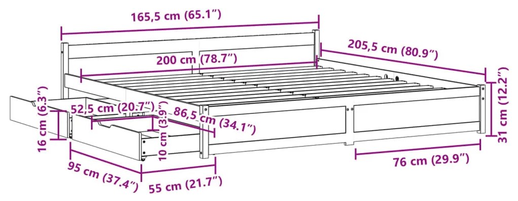 ΣΚΕΛΕΤΟΣ ΚΡΕΒΑΤΙΟΥ ΧΩΡΙΣ ΣΤΡΩΜΑ 160X200 ΕΚ ΜΑΣΙΦ ΞΥΛΟ ΠΕΥΚΟΥ 3301692