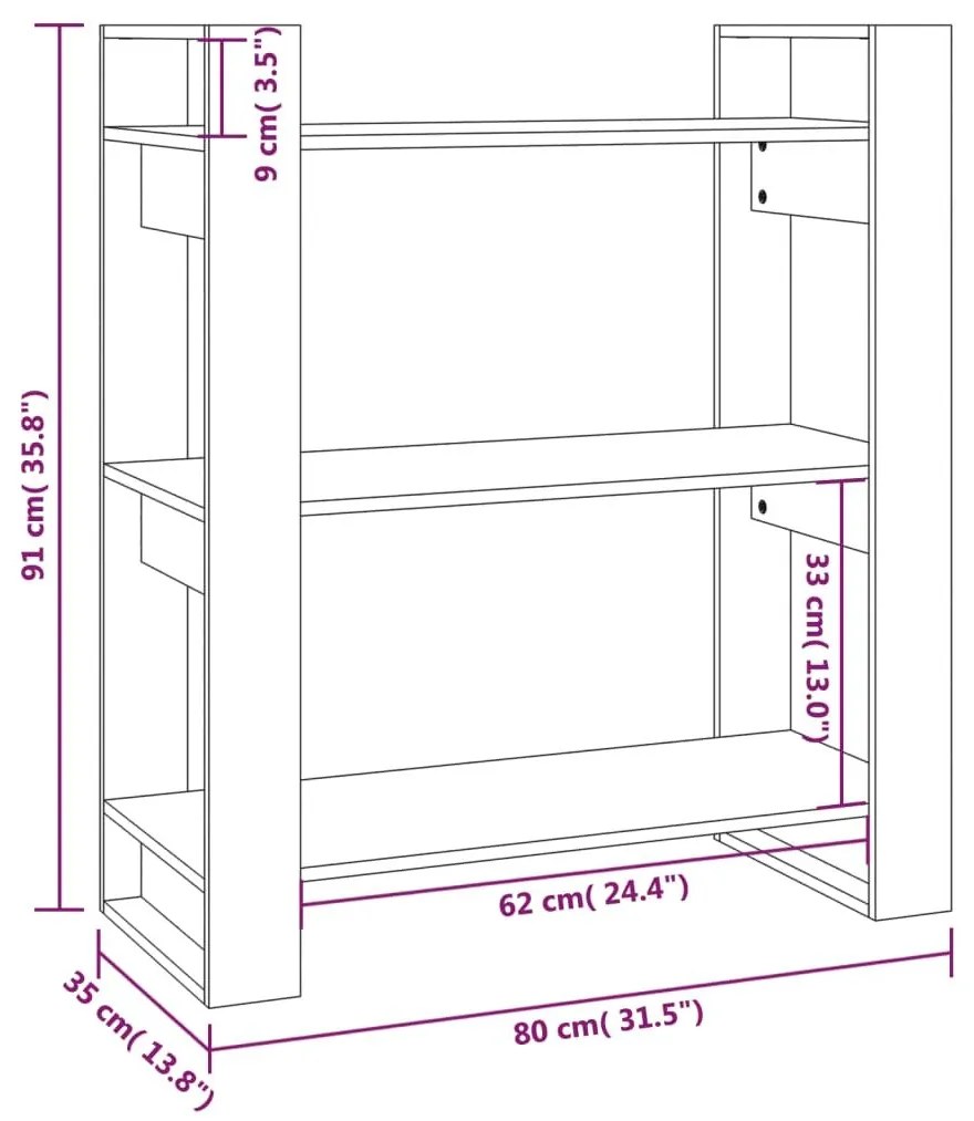 Βιβλιοθήκη/Διαχωριστικό Χώρου 80x35x91 εκ. Μασίφ Ξύλο Πεύκου - Καφέ