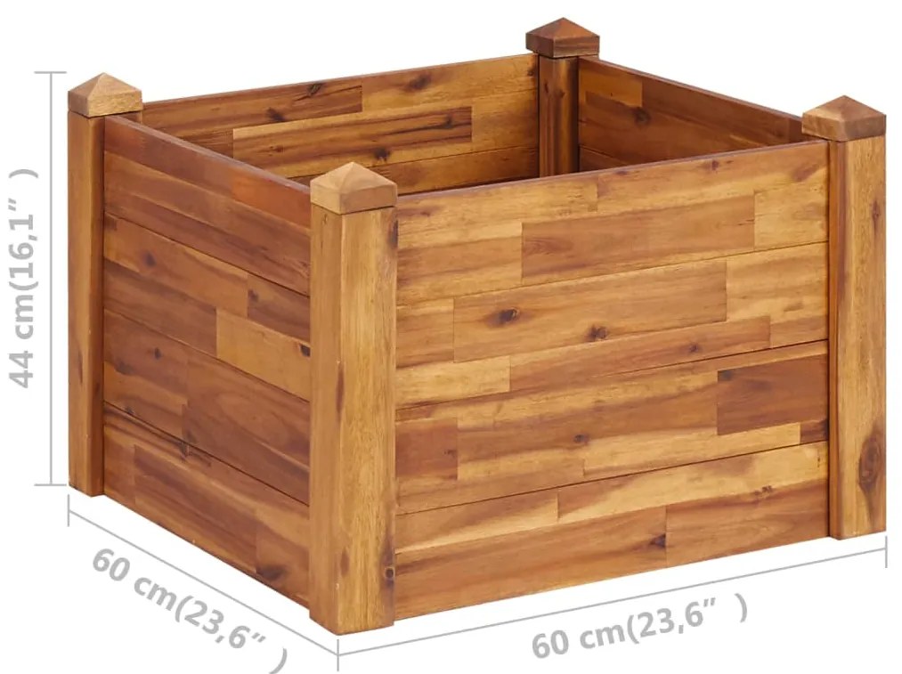 vidaXL Ζαρντινιέρα Υπερυψωμένη 60 x 60 x 44 εκ. από Μασίφ Ξύλο Ακακίας