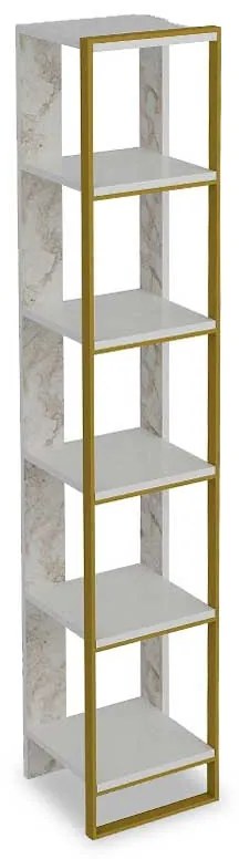 Βιβλιοθήκη Marble  χρώμα λευκό μαρμάρου-χρυσό 32x31,5x178,5εκ