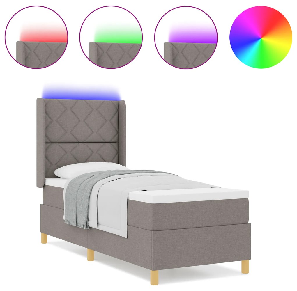 vidaXL Κρεβάτι με ελατήρια με στρώμα Taupe 80 x 200 cm ύφασμα