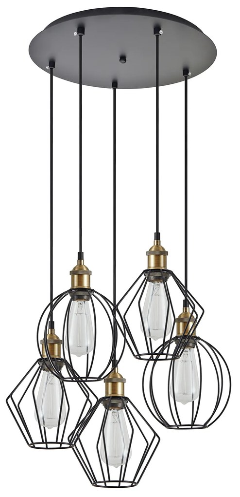 SE21-BR-10-5BL-GR12 MAGNUM FLEX Bronze Metal Pendant Black Metal Grid+ HOMELIGHTING 77-8966