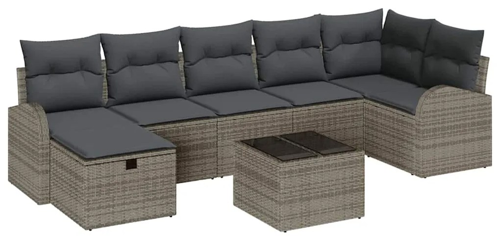 vidaXL Σετ Καναπέ Κήπου 8 pcs Γκρι 289 x 124 x 85 εκ. Πολυ ράταν