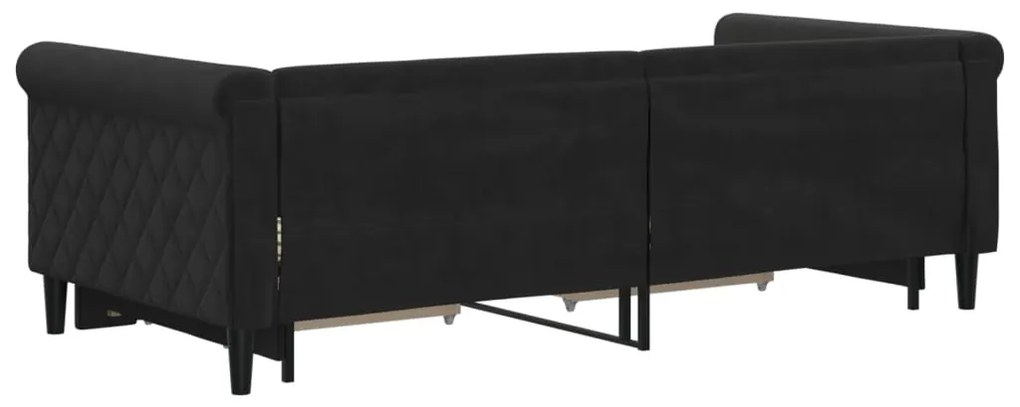 vidaXL Καναπές Κρεβάτι Συρόμενος Μαύρο 90x190 εκ. Βελούδο &amp; Συρτάρια