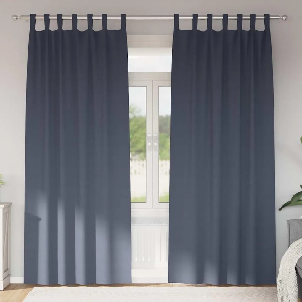 vidaXL Κουρτίνες με κουρτίνες 2 pcs Ανθρακί 260 x 140 εκ. Πολυεστέρας