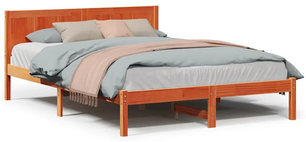 vidaXL Σκελετός Κρεβατιού Καφέ 150 x 200 cm Μασίφ ξύλο πεύκου