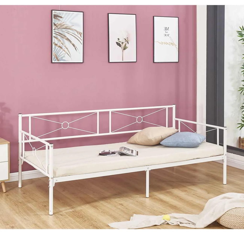 Daybed QUEEN 90x190cm Μεταλ.Άσπρο