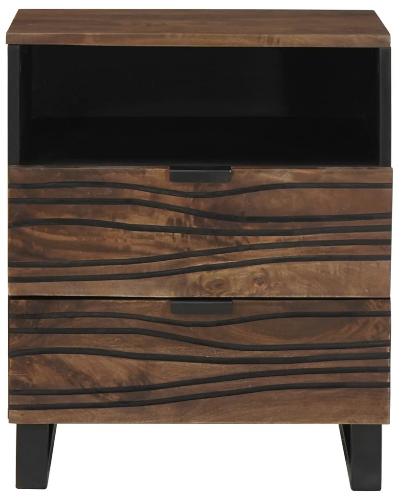 vidaXL Κομοδίνο - 50x33x60 εκ., φτιαγμένο από μασίφ μάνγκο και μηχανική ξυλεία.