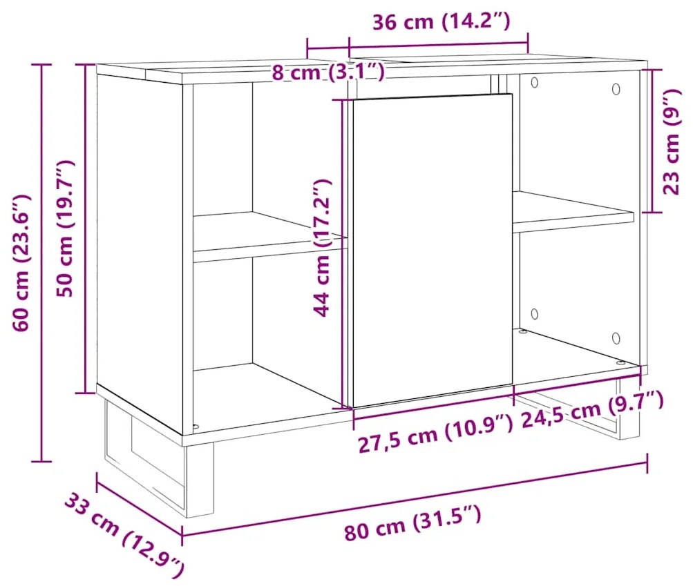 ΝΤΟΥΛΑΠΙ ΜΠΑΝΙΟΥ SONOMA ΔΡΥΣ 80 X 33 X 60 ΕΚ. ΑΠΟ ΕΠΕΞΕΡΓ. ΞΥΛΟ 849680