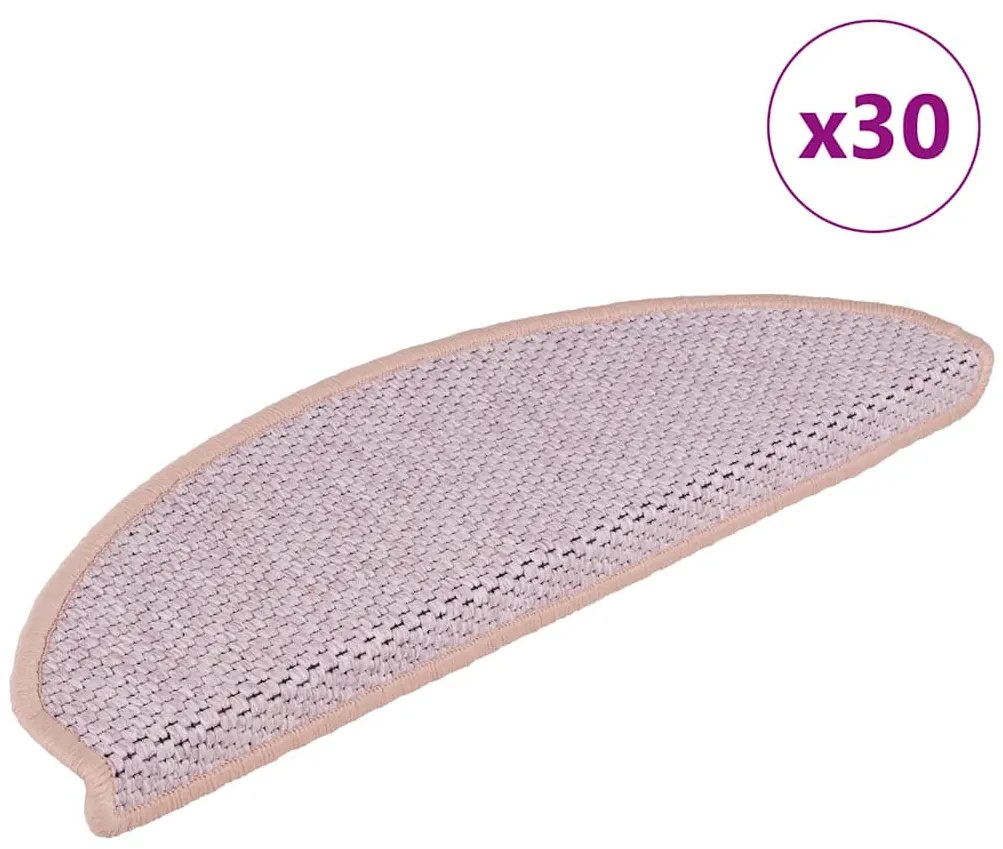 vidaXL Πατάκια Σκάλας Αυτοκόλ. 30 τεμ. Όψη Σιζάλ 65x21x4 εκ. Ροζ