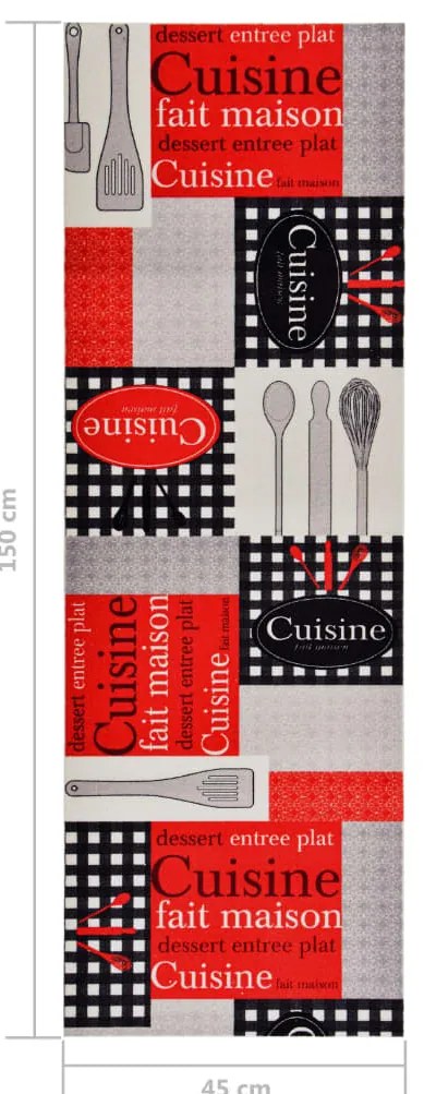 vidaXL Πατάκι Κουζίνας Σχέδιο Cuisine Πλενόμενο 45 x 150 εκ.