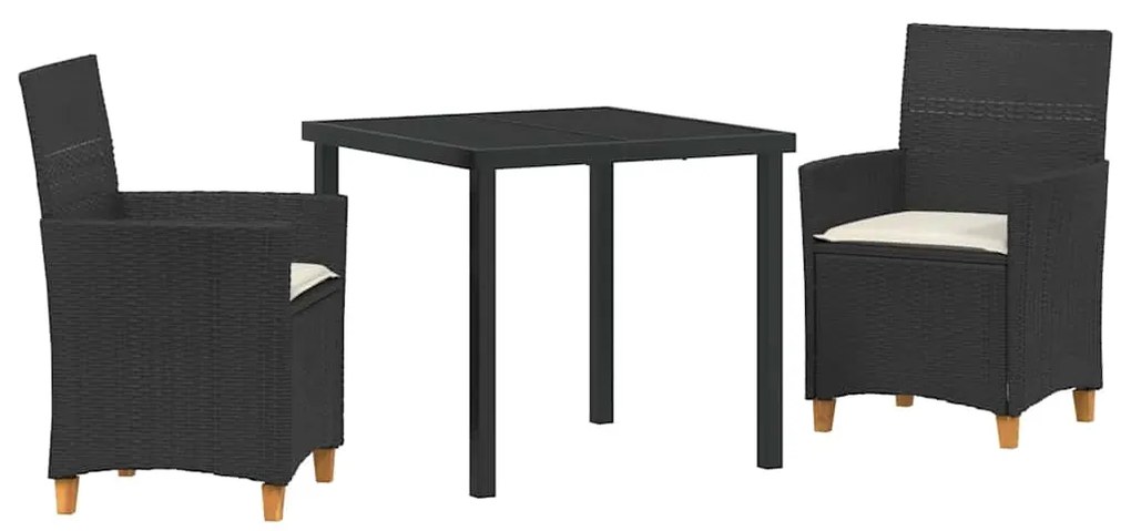 vidaXL Σέτ φαγητού για κήπο 3 pcs Μαύρο συνθετικό ρατάν