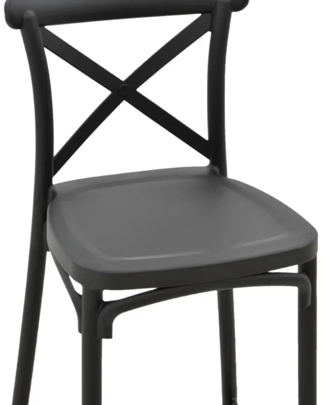 Σκαμπό μπαρ Crossie pakoworld pp μαύρο 44x44x113εκ